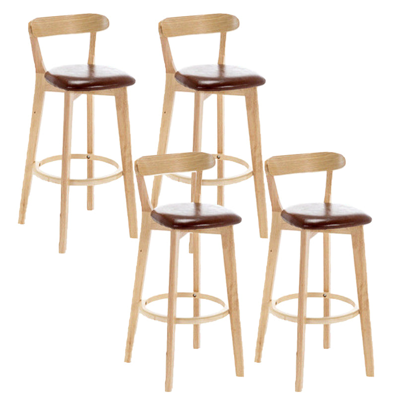 Industrial Armless Backrest Counter Stool Rubber Wood Bar Stool with Cushion for Cafe