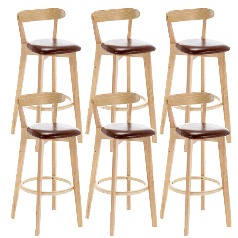 Industrial Armless Backrest Counter Stool Rubber Wood Bar Stool with Cushion for Cafe