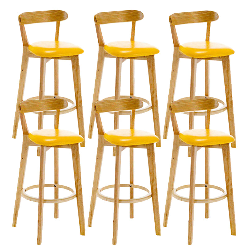 Industrial Armless Backrest Counter Stool Rubber Wood Bar Stool with Cushion for Cafe