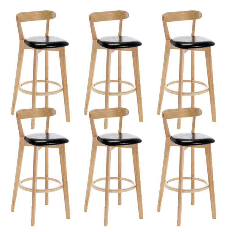 Industrial Armless Backrest Counter Stool Rubber Wood Bar Stool with Cushion for Cafe