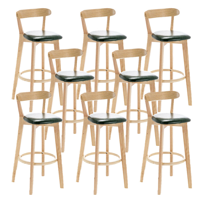 Industrial Armless Backrest Counter Stool Rubber Wood Bar Stool with Cushion for Cafe