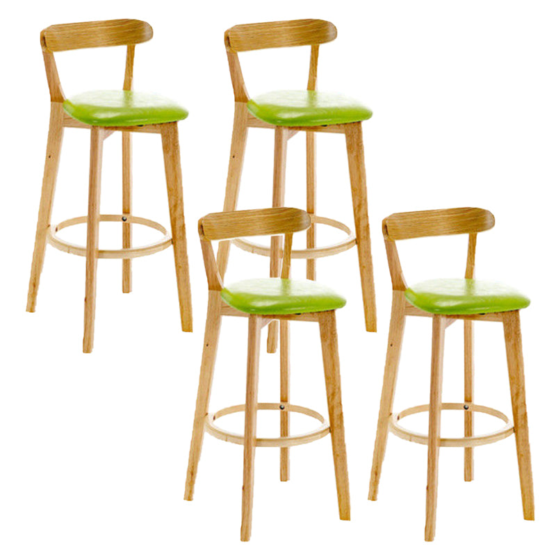 Industrial Armless Backrest Counter Stool Rubber Wood Bar Stool with Cushion for Cafe
