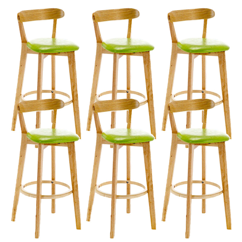Industrial Armless Backrest Counter Stool Rubber Wood Bar Stool with Cushion for Cafe