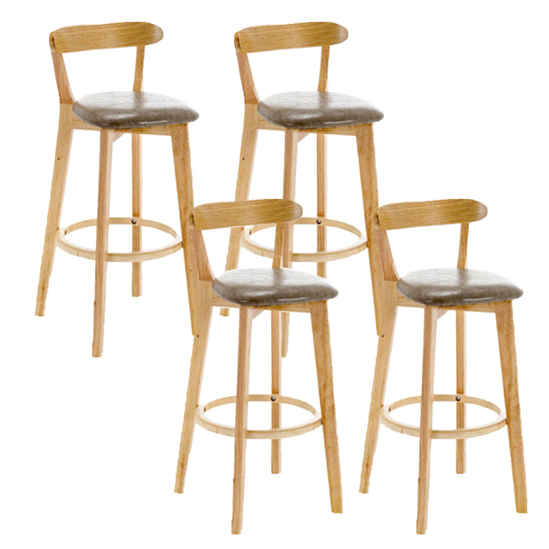 Industrial Armless Backrest Counter Stool Rubber Wood Bar Stool with Cushion for Cafe