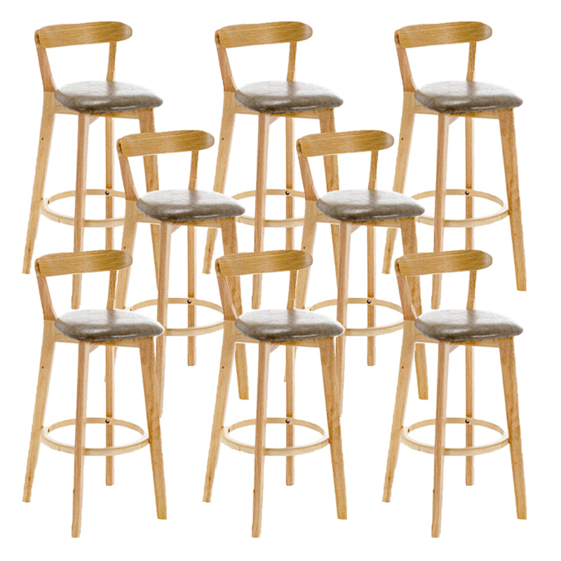 Industrial Armless Backrest Counter Stool Rubber Wood Bar Stool with Cushion for Cafe