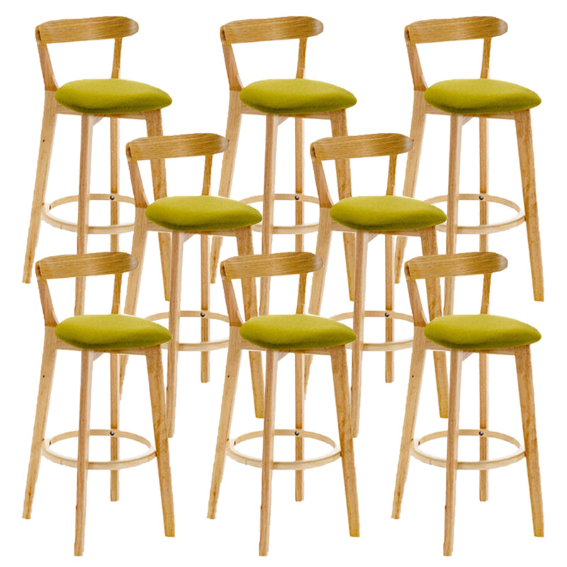 Industrial Armless Backrest Counter Stool Rubber Wood Bar Stool with Cushion for Cafe