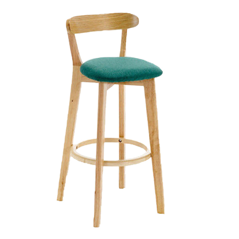Industrial Armless Backrest Counter Stool Rubber Wood Bar Stool with Cushion for Cafe