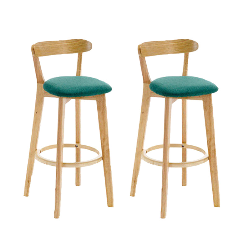 Industrial Armless Backrest Counter Stool Rubber Wood Bar Stool with Cushion for Cafe