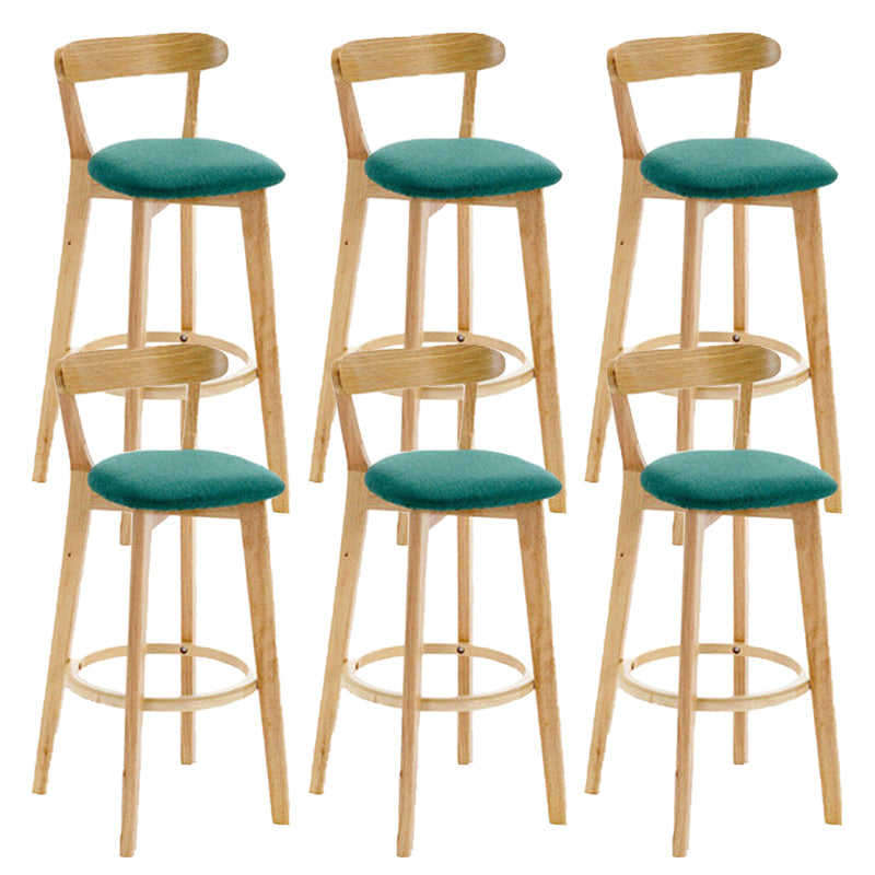 Industrial Armless Backrest Counter Stool Rubber Wood Bar Stool with Cushion for Cafe