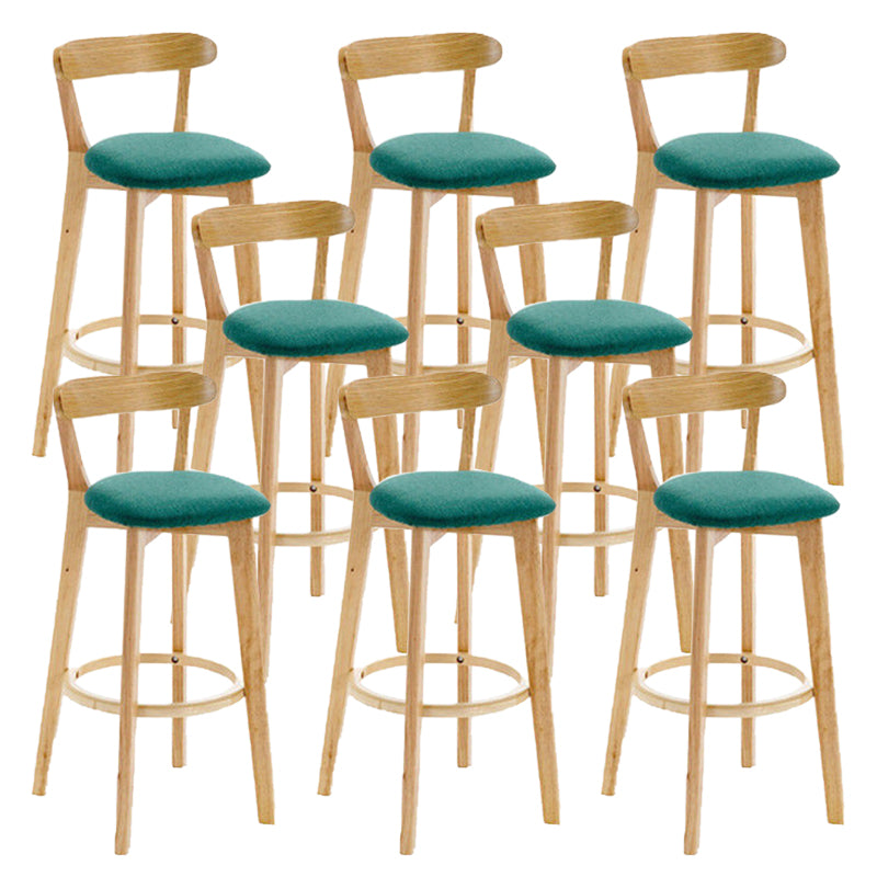 Industrial Armless Backrest Counter Stool Rubber Wood Bar Stool with Cushion for Cafe