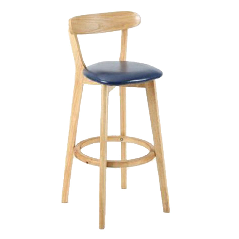 Industrial Armless Backrest Counter Stool Rubber Wood Bar Stool with Cushion for Cafe