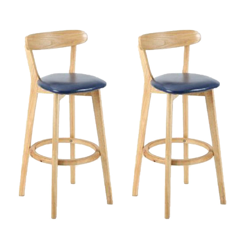 Industrial Armless Backrest Counter Stool Rubber Wood Bar Stool with Cushion for Cafe