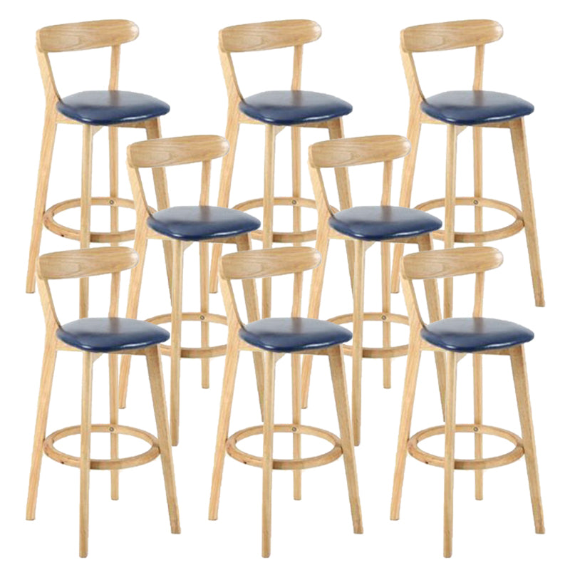 Industrial Armless Backrest Counter Stool Rubber Wood Bar Stool with Cushion for Cafe