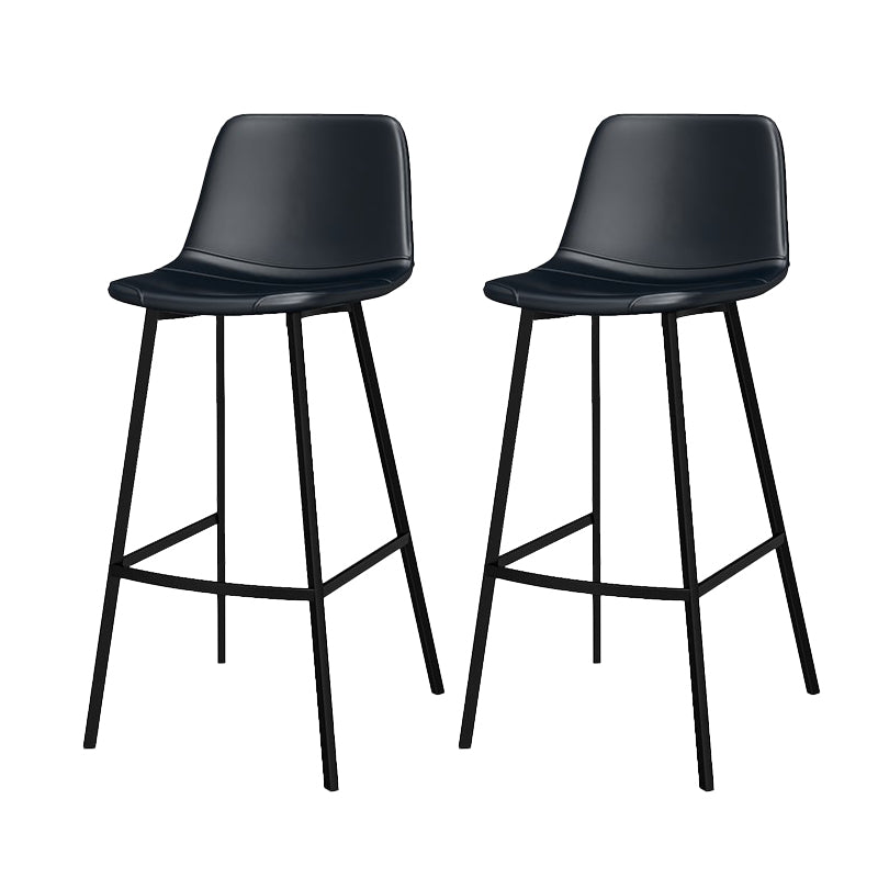 Modern Style Low Back Bar-stool Pu Leather Counter Bar Stool with Metal Legs for Home