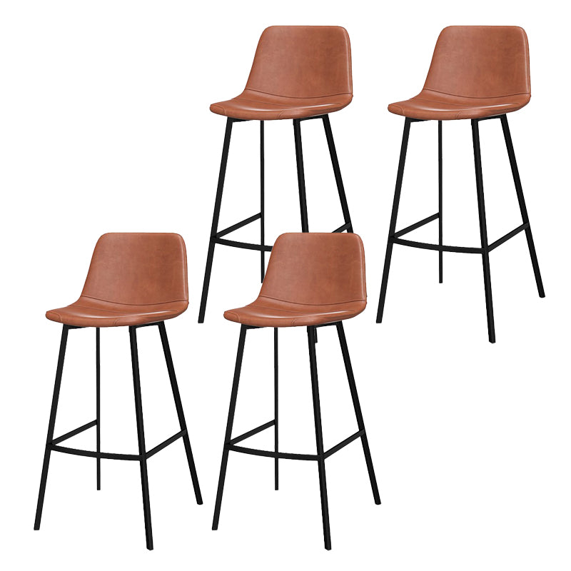 Modern Style Low Back Bar-stool Pu Leather Counter Bar Stool with Metal Legs for Home