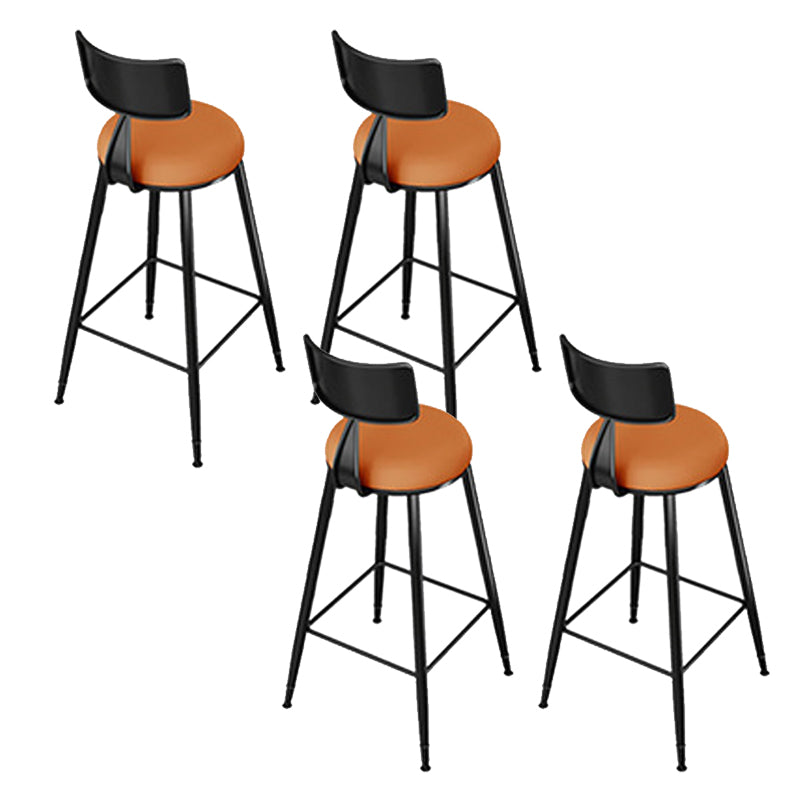 Modern Style Low Back Bar-stool Round Seat Counter Bar Stool with Metal Legs for Home