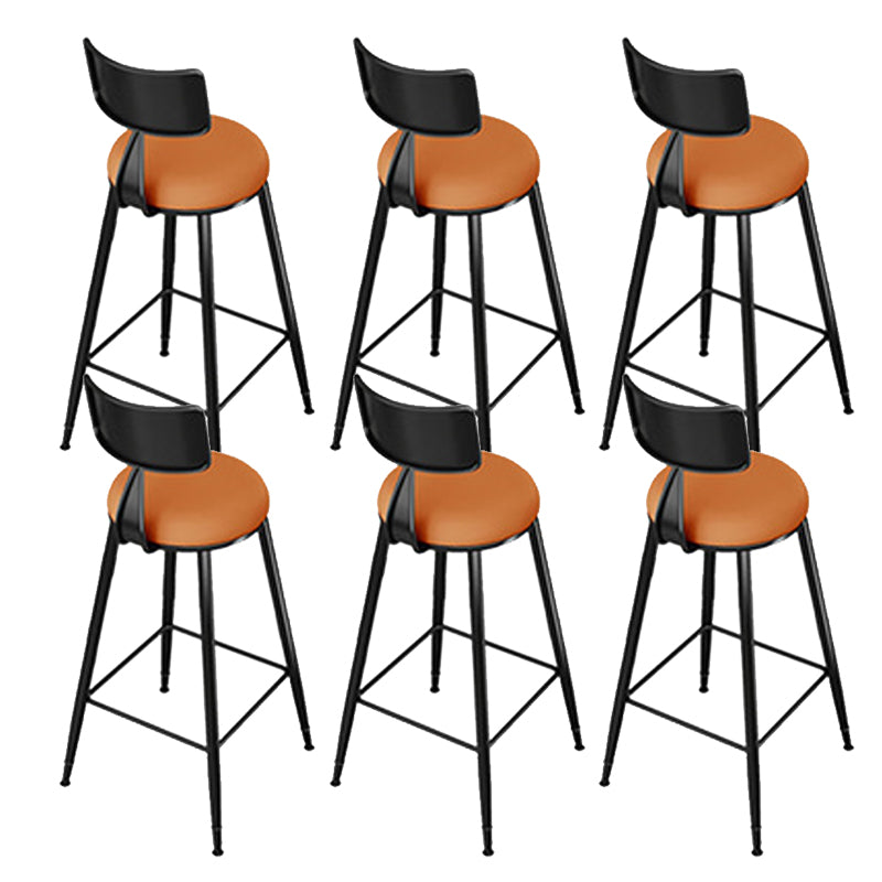 Modern Style Low Back Bar-stool Round Seat Counter Bar Stool with Metal Legs for Home