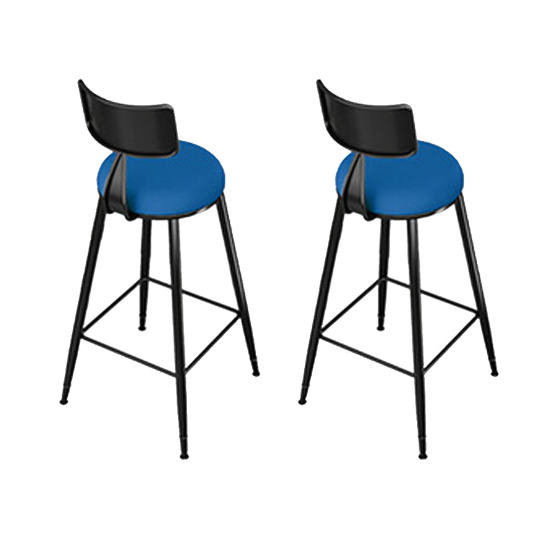 Modern Style Low Back Bar-stool Round Seat Counter Bar Stool with Metal Legs for Home