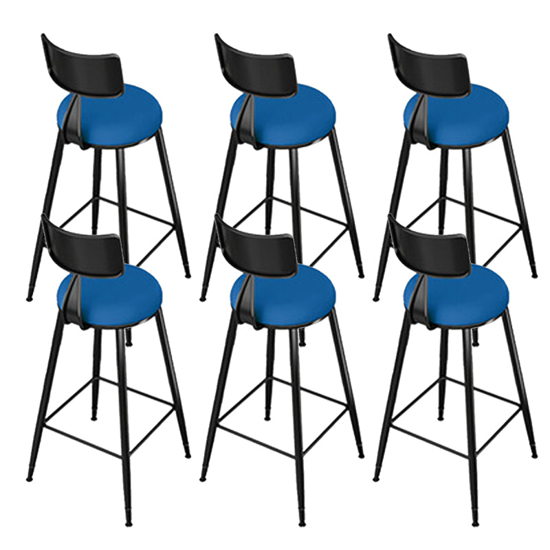 Modern Style Low Back Bar-stool Round Seat Counter Bar Stool with Metal Legs for Home