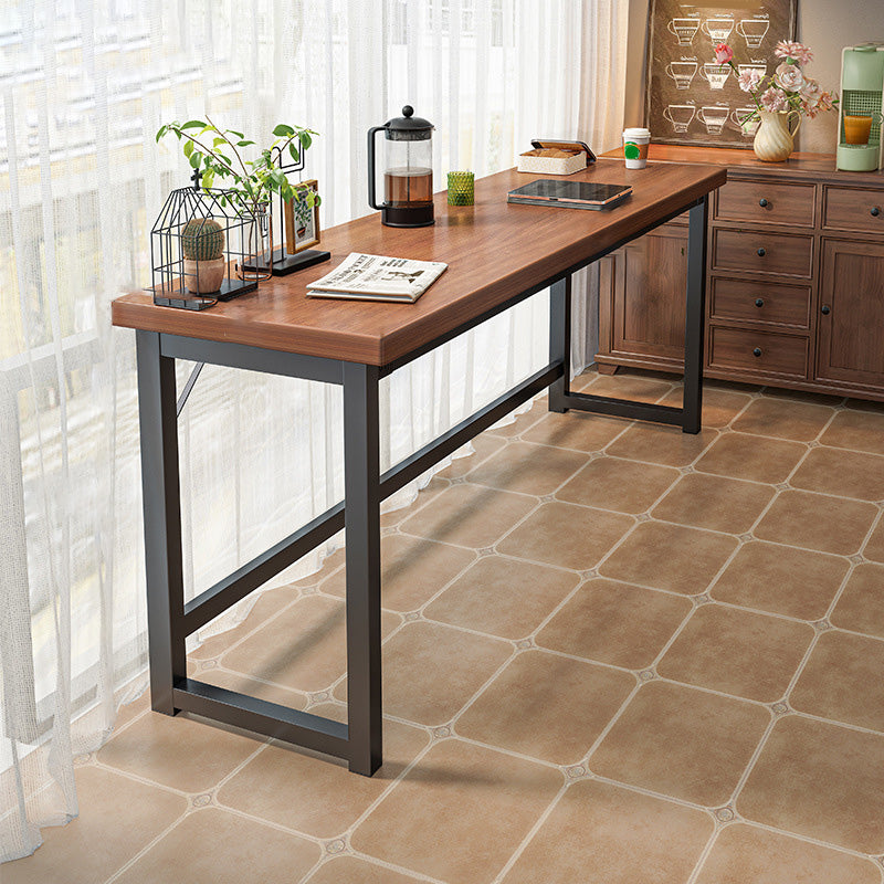 Industrial Style Bistro Bar Table Wooden Rectangle Metal Base Bar Table