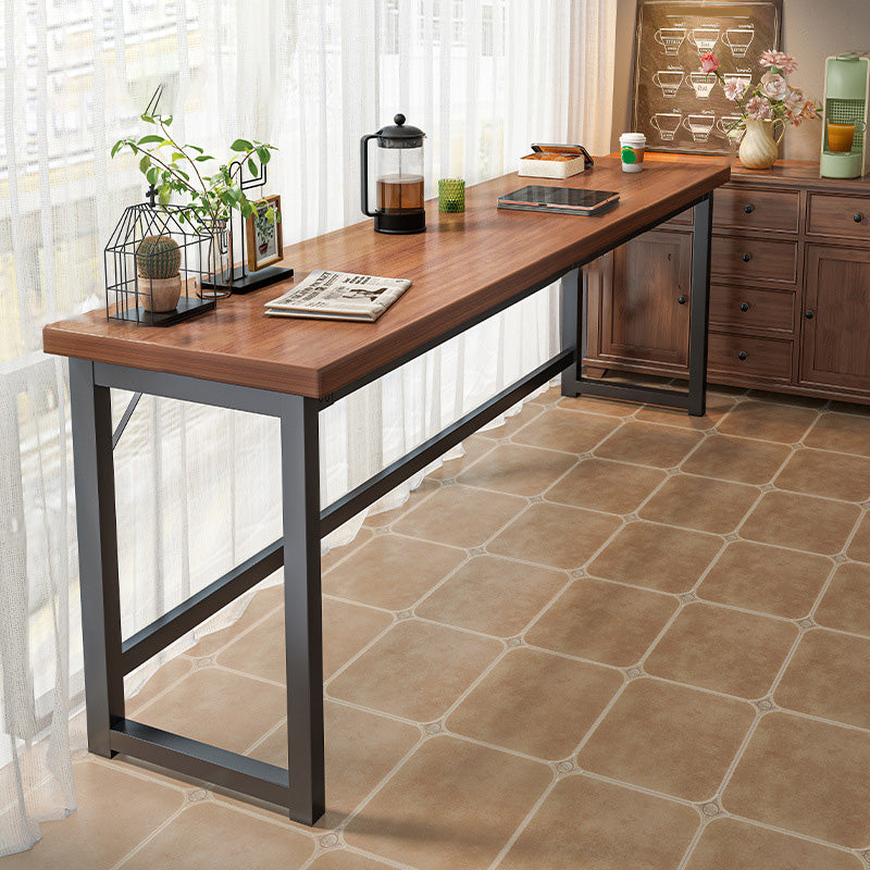 Industrial Style Bistro Bar Table Wooden Rectangle Metal Base Bar Table