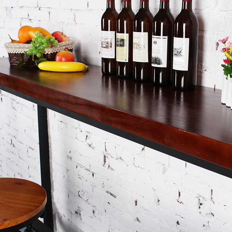 Industrial Solid Wood Bar Table Black Frame Dining Table for Bistro