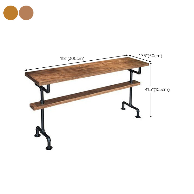 Modern Style Rectangle Bar Table Pine Solid Wood Fixed Bar Dining Table