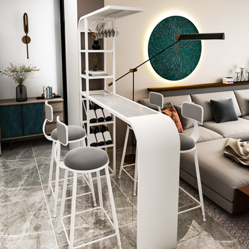 Contemporary Style Rectangle Bar Table Stone Bar Height Table with Storage