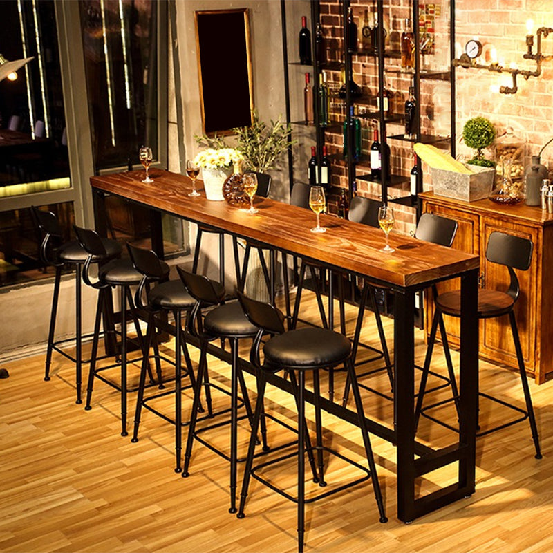 Glam Style Rectangle Bar Table Trestle Base Bar Dining Table for Home