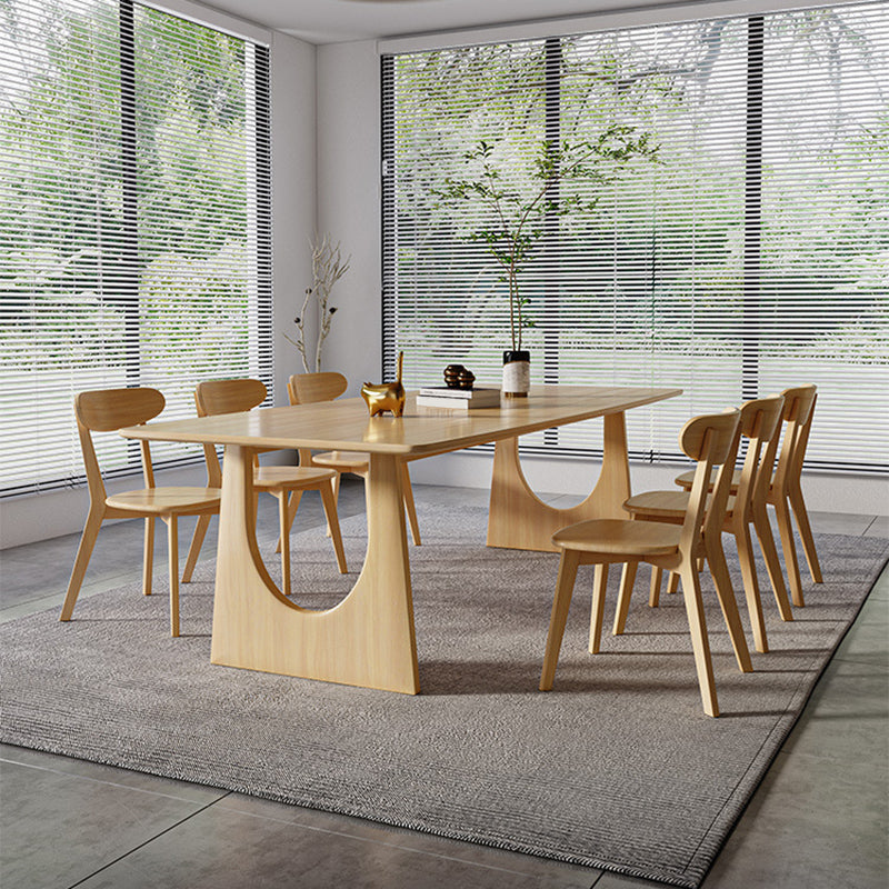 Modern 1/2/4/7 Pieces Dining Set Rectangle Pine Wood Dining Table for Dining Room