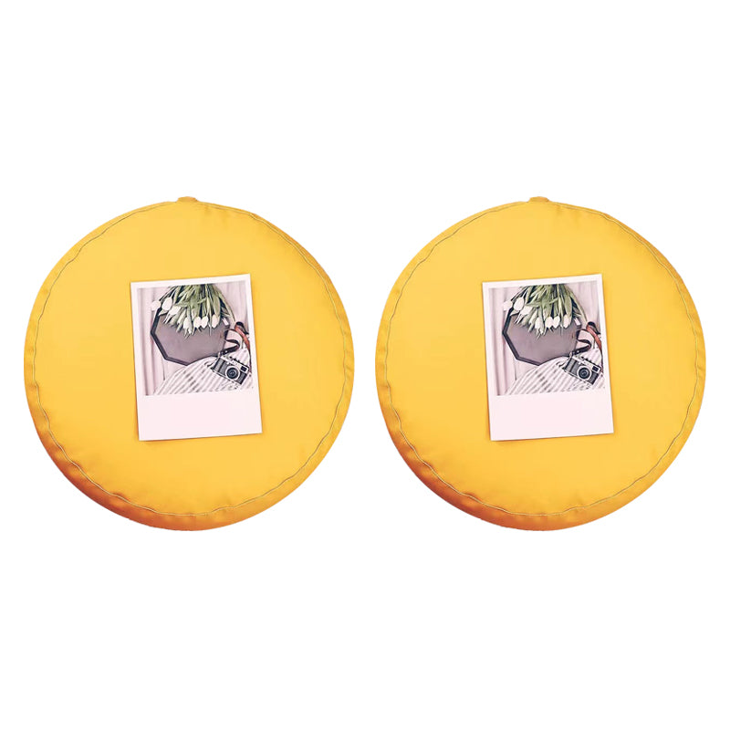 Modern Pouf Ottoman PU Leather Upholstered Solid Color Tear Resistant Round Ottoman