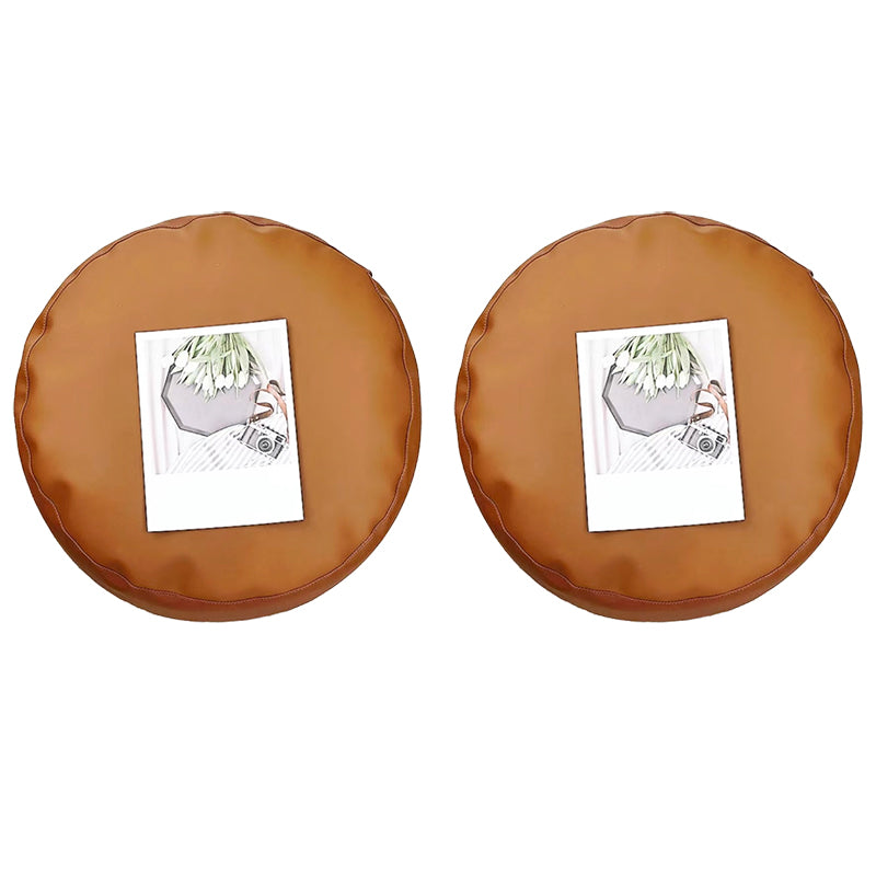Modern Pouf Ottoman PU Leather Upholstered Solid Color Tear Resistant Round Ottoman