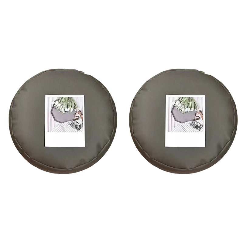 Modern Pouf Ottoman PU Leather Upholstered Solid Color Tear Resistant Round Ottoman