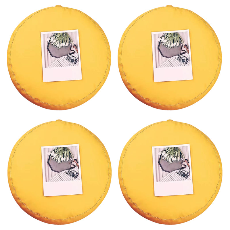 Modern Pouf Ottoman PU Leather Upholstered Solid Color Tear Resistant Round Ottoman