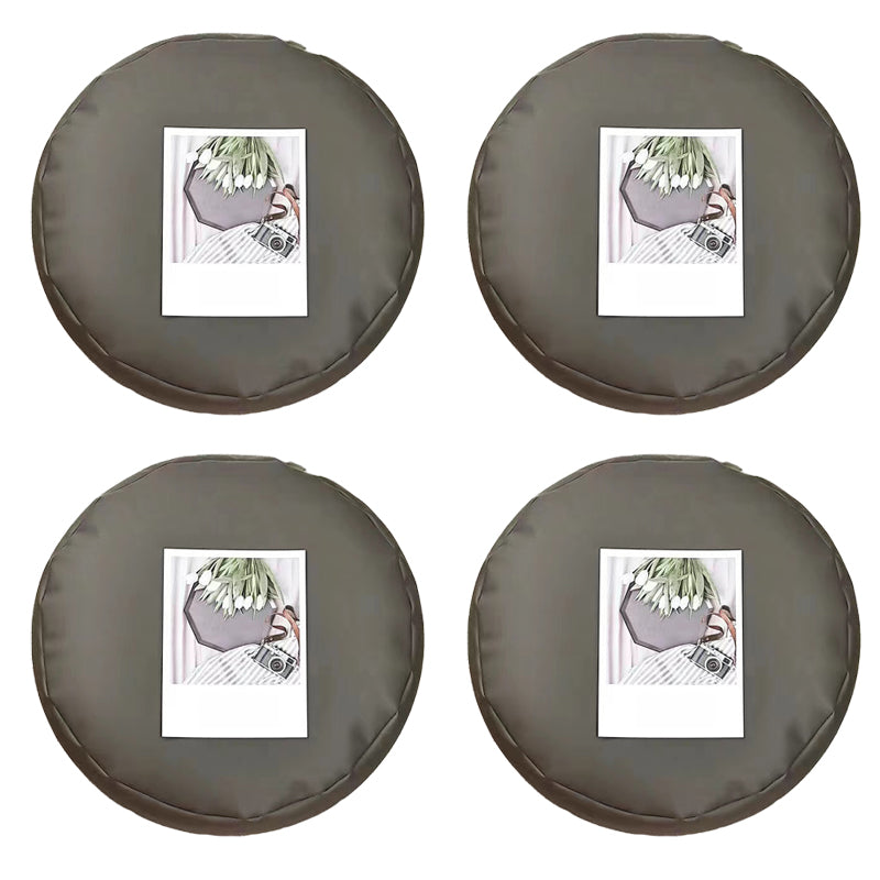 Modern Pouf Ottoman PU Leather Upholstered Solid Color Tear Resistant Round Ottoman