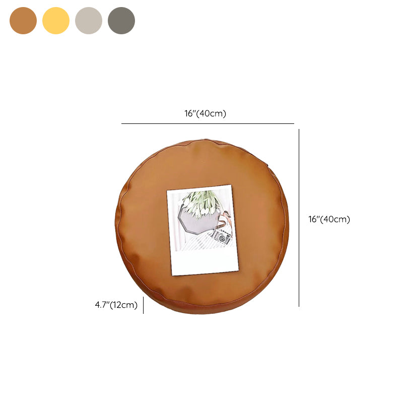 Modern Pouf Ottoman PU Leather Upholstered Solid Color Tear Resistant Round Ottoman