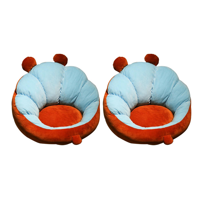 Modern Pouf Ottoman Cotton Upholstered Contrasting Colors Irregular Ottoman