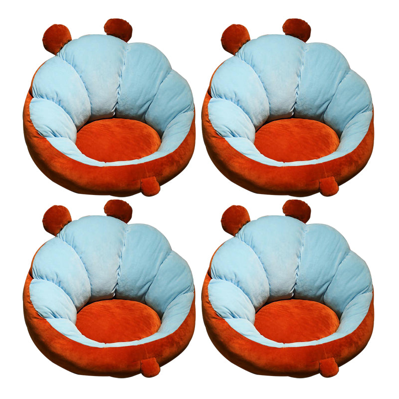 Modern Pouf Ottoman Cotton Upholstered Contrasting Colors Irregular Ottoman