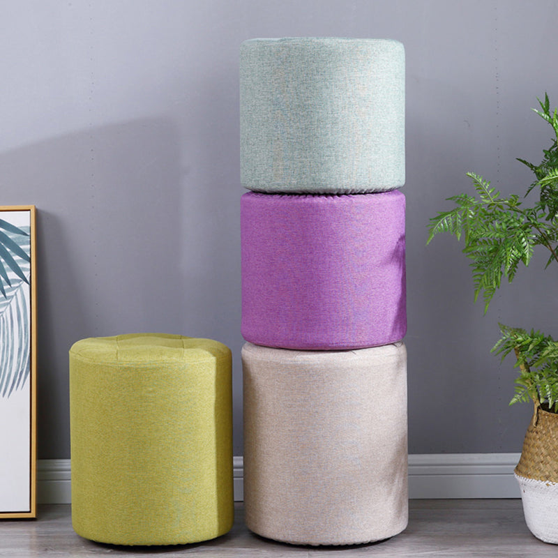 Modern Cotton Pouf Round Stain Resistant Solid Color Pouf for Living Room