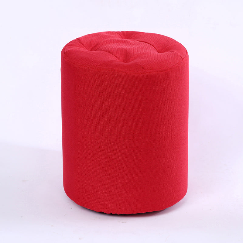 Modern Cotton Pouf Round Stain Resistant Solid Color Pouf for Living Room