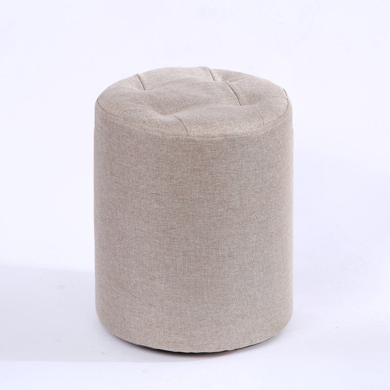 Modern Cotton Pouf Round Stain Resistant Solid Color Pouf for Living Room