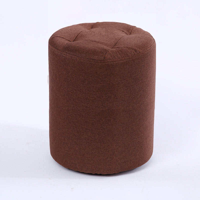 Modern Cotton Pouf Round Stain Resistant Solid Color Pouf for Living Room