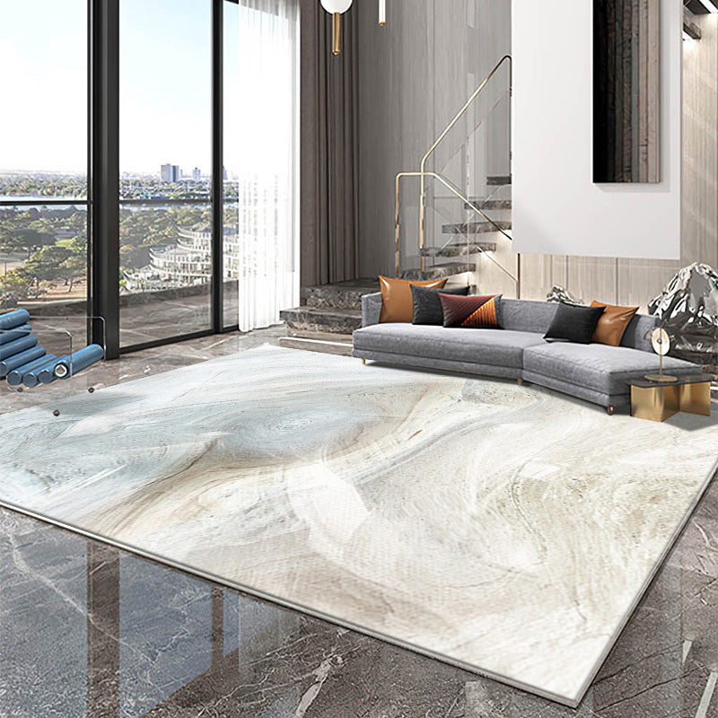 Green Grey Rug Polyester Graphic Indoor Rug Washable Rug for Drawing Room