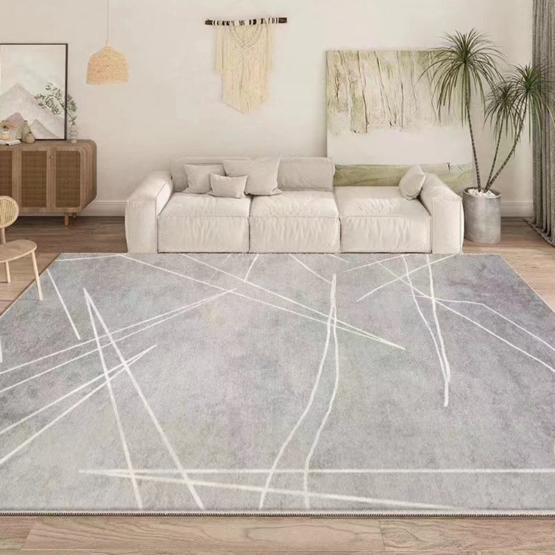 Grey Modern Carpet Polyester Line Area Carpet Stain Resistant Carpet for Living Room