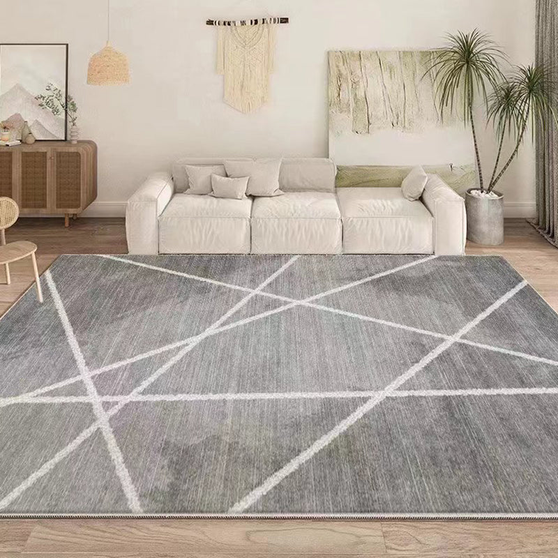 Grey Modern Carpet Polyester Line Area Carpet Stain Resistant Carpet for Living Room