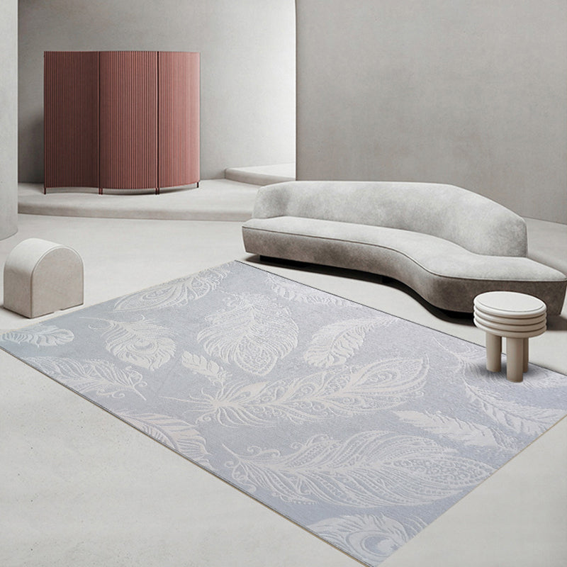 Grey Modern Rug Polyester Line Rug Washable Rug for Living Room
