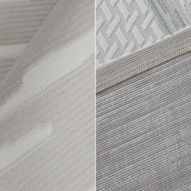 Grey Modern Rug Polyester Line Rug Washable Rug for Living Room