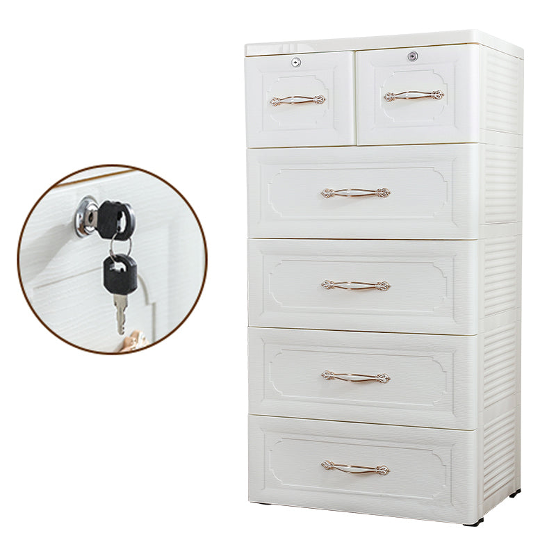 Contemporary Kids Nightstand Plastic Nursery Dresser with 6 Drawers