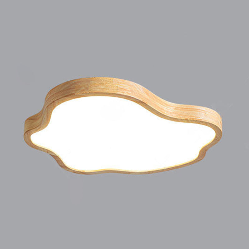Contemporary LED Ceiling Light Wood Flush Mount Lighting for Foyer