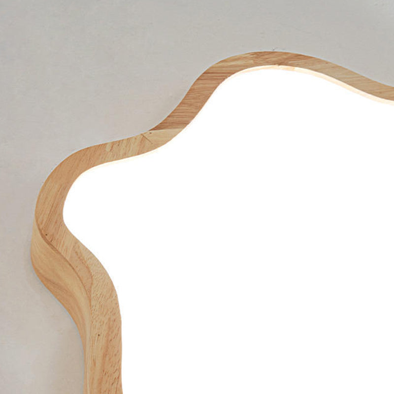 Contemporary LED Ceiling Light Wood Flush Mount Lighting for Foyer